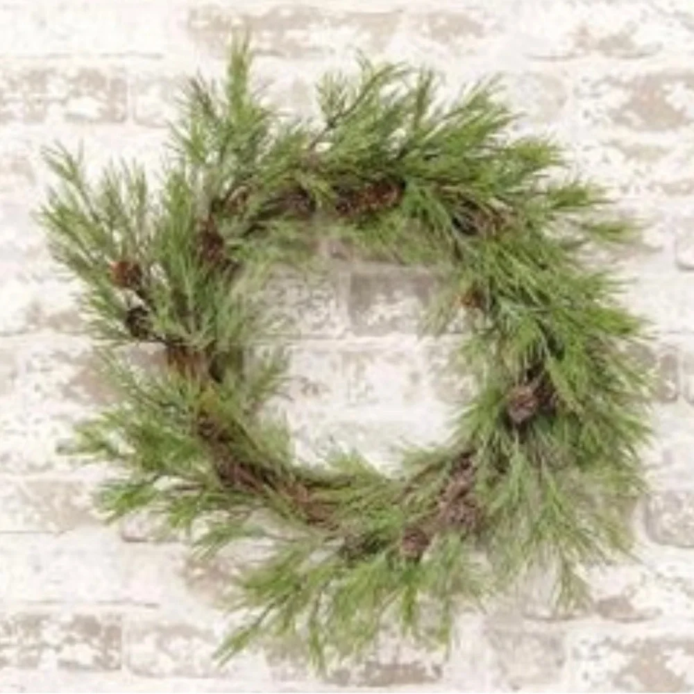 *Glittered Woodland Pine Wreath, 21”